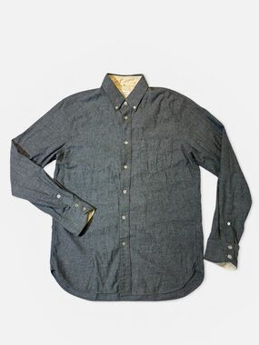 Rag & Bone mens S Small gray solid flannel button up oxford shirt EUC